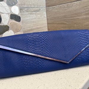 BCBGMaxazria Jett Asymmetrical Baguette Clutch Royal Blue NWOT orig $168 now $65